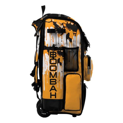 Boombah Superpack Hybrid Rolling Bat Bag - Wheeled & Backpack Version - Graffiti Drip - Multiple Color Options - color: Black/Gold/White