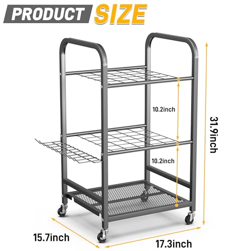 Ultrawall Garden Tool Organizer Stand, Yard Tool Storage Rack with Lockable Wheels, Garage Tool Storage for Rake, Brooms, Indoor & Outdoor Use