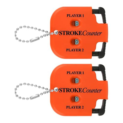 2pcs Golf Stroke Counters, Portable Score Keeper with Hanging Rope Mini Square Design 2 Player Stroke Counter Clicker for Golf Training Competitions & Games (Orange)