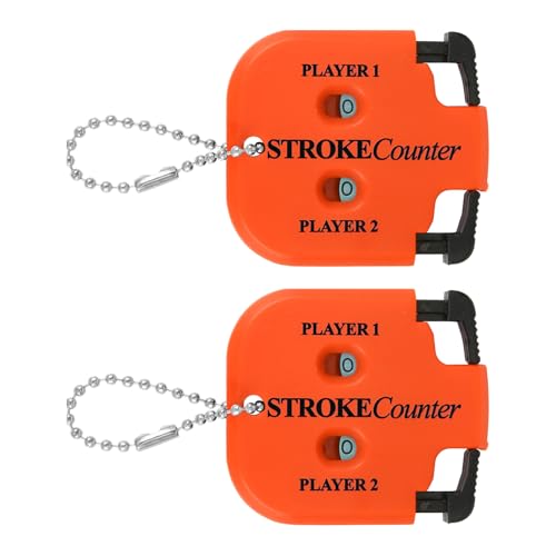 2pcs Golf Stroke Counters, Portable Score Keeper with Hanging Rope Mini Square Design 2 Player Stroke Counter Clicker for Golf Training Competitions & Games (Orange)