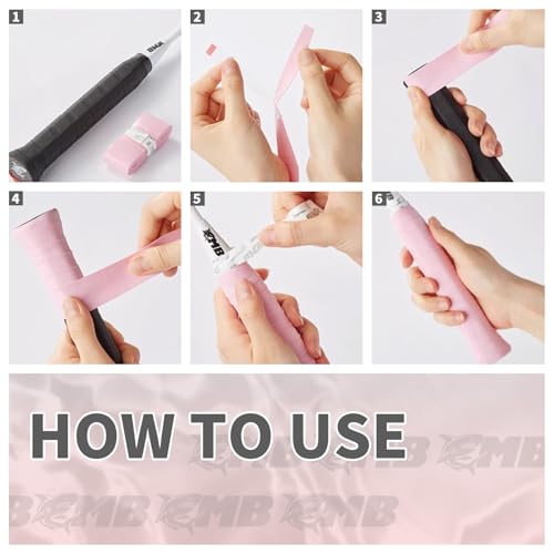 Tennis Racket Grip Tape 3 Pack, Racket Grips Soft Racquet Overgrips for Tennis, Pickleball and Badminton - Anti-Slip and Absorbent Tennis Grip Tape Set - color: Pure Peach Pink