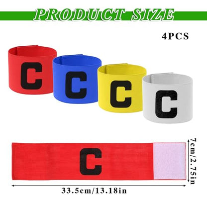 4 PCS Captain Armbands for Soccer Training, Unisex Elastic Soccer Captain Armband Elastic-Arm Band Team Sport Armbands Elastic Protective Arm Badge for Basketball Volleyball Team, Multicolor