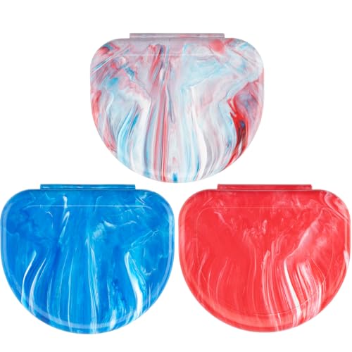 Practicon Marble Retainer Cases, Orthodontic Aligner Case, Mouth Guard Holder (3 Pack) (Patriot) - color: Patriot