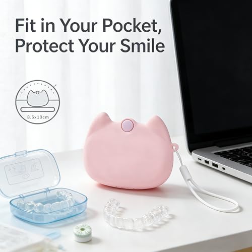 Silicone Retainer Case with Lanyard, WINDSIUUU Portable Cute Travel Retainer Holder Braces Aligner Case with Vent Holes Aligner Retainer Cases for Girls Women Kids Travel Denture Night Guard Container - color: Pink