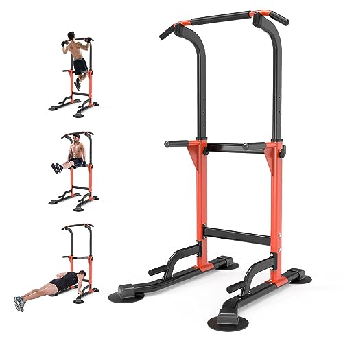 Z ZHICHI Pull Up Dip Station For Home Gym Strength Training Fitness Workout Station Chin-Ups Push-Ups Pull-Ups Dip-Ups 330LBS T055CDC - color: orange