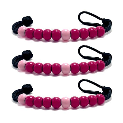 Pack 3pcs, Golf Beads Count Stroke Score Counter, Durable 550 lbs Paracord String with 10 Beads, Easy Scorekeeping, Hand-Braided with Clip - style: Pack 3pcs - Pink