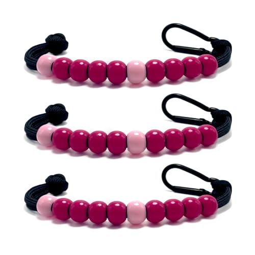 Pack 3pcs, Golf Beads Count Stroke Score Counter, Durable 550 lbs Paracord String with 10 Beads, Easy Scorekeeping, Hand-Braided with Clip - style: Pack 3pcs - Pink
