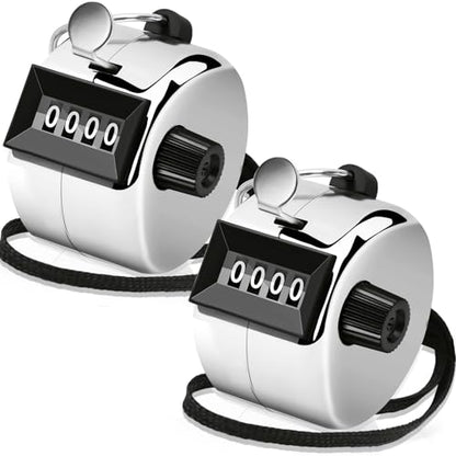 Decymis 2 Pack Clicker Counter, Metal Hand Tally Counter Clicker, 4 Digit Mechanical Palm Click Counter for Counting Numbers, Coaching, Sports Events Count