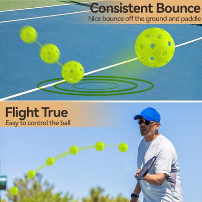 Pickleball Balls - 4 Pack 40 Holes - USAPA Standard - High Bounce True Flight Neon Green