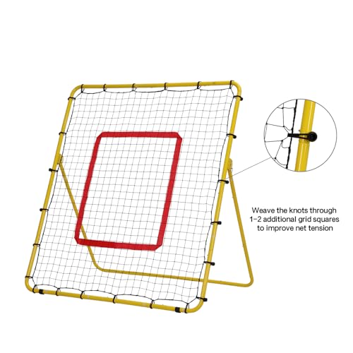 Baseball Rebounder Net 4x4.5 FT, Baseball and Softball Pitch Back Net with 3 Adjustable Angles, Solo Practice Trainer for Ground, Line Drive, Fly Ball, Improve Agility & Precision