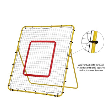 Baseball Rebounder Net 4x4.5 FT, Baseball and Softball Pitch Back Net with 3 Adjustable Angles, Solo Practice Trainer for Ground, Line Drive, Fly Ball, Improve Agility & Precision