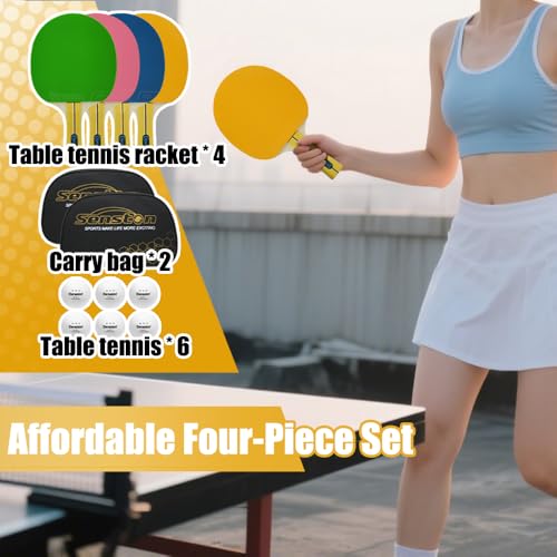 Senston Ping Pong Paddles- Fashionable Ping Pong Paddles Set of 4,Perfect for Family and Friends | The Best Table Tennis Paddles!