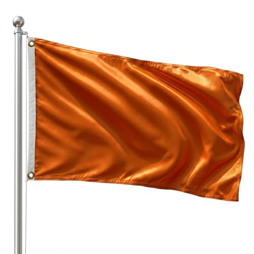 DMSE Solid Orange Flag, 3x5 Flag, UV Resistant, Fade Resistant Material with Metal Grommets (3ft x 5ft), (Nylon), (Orange) - color: Orange, size: Nylon (3 x 5 ft)