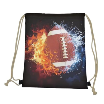 Mumeson Lightweight Crossbody Bag Basketball Bag Backpack Gym Sackpack Shoulder Bag Tote Bag, Fire Water Football Print - color: Fire Water Football Print