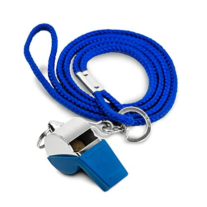 Cannon Sports Solid Brass Metal Whistle with Whistle Cover & Lanyard - Loud, Clear Sound, 124 dB Tone, Durable - Ideal for Coaches, Referees, Officials, Trainers - color: Blue