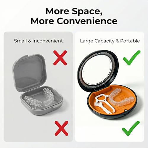 Retainer Case with Vent Holes, Large Retainer Case for Aligner, Magnetic Retainer Holder Case with Removable Tray, Dental Retainer Case for Night Guard Mouth Guard Travel - color: Black