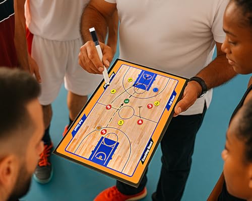 Magnetic Basketball Coaching Board Coaches Clipboard Tactical Board Kit with Dry Erase Surface, Portable Strategy Coach Board