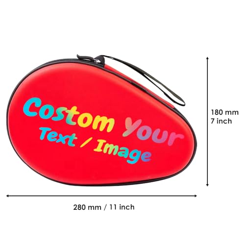 Personalized Table Tennis Racket Case, Custom Hard Shell Ping Pong Storage Bag Ping Pong Paddles Case with Zipper Can Hold 2 Short-Handled Rackets or 1 Long-Handled Racket