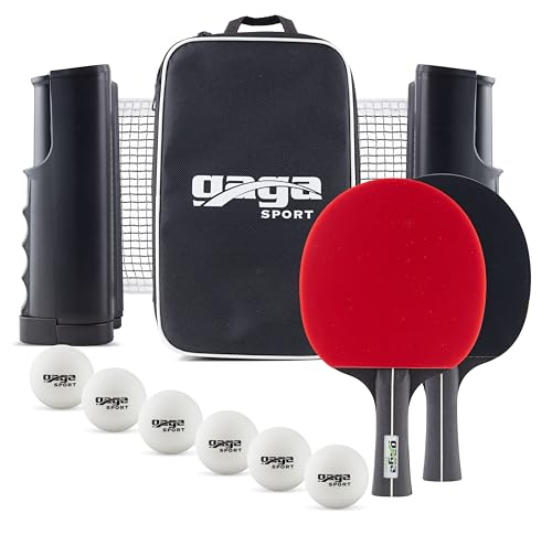 Gagasport Retractable Ping Pong Net Set – Portable Table Tennis Net, 2 Paddles, 6 Balls, Carry Case – Indoor Outdoor Ping Pong Set for Travel, Compact & Adjustable Net for Any Table
