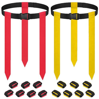 Flag Football Belts, Flag Football Set for Adults Kids Youth and Family, Adjustable Flag Football Flags for 14 Players with 42 Flags, Sports Training Competition