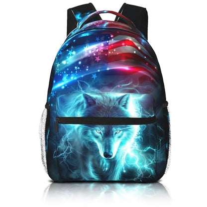 Wolf Backpack for Boys School Backpack for Kids Children Teens Elementary Middle School Students Bookbag Ages 6-18, Waterproof Adjustable Wolf Bookbag Travel Daypack - color: Wolf