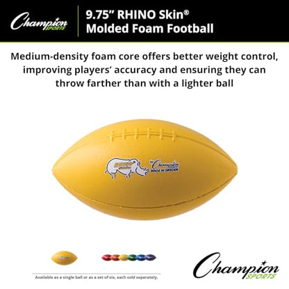 Champion Sports 10.5 Inch Rhino Skin Molded Foam Football, Yellow