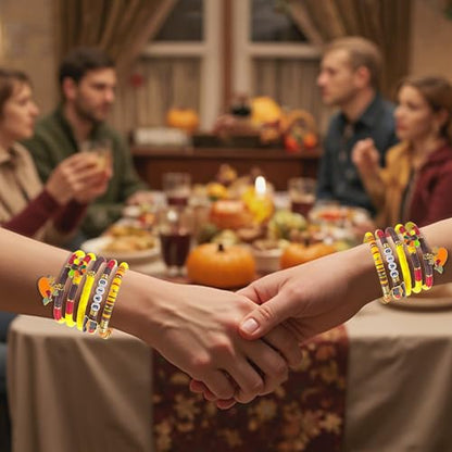 OHOME Thanksgiving Outfit Women - 6 Pack Thanks Giving Bracelets | Thanksgiving Shirts Dress Pajamas Sweatshirts Tops - Funny Friendsgiving Decorations Decor Party Supplies for Adults - style: Thanksgiving