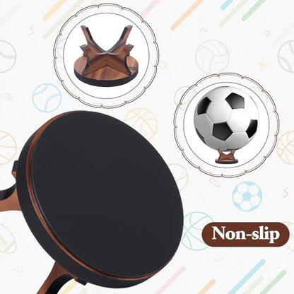 Sumind 3 Pcs Walnut Small Ball Stand Holder Sport Ball Display Rack Baseball Display Stand with 3 Pieces Non-slip Rubber Pads for Baseball Golf Softball Tennis Spheres, Wood - color: Wood