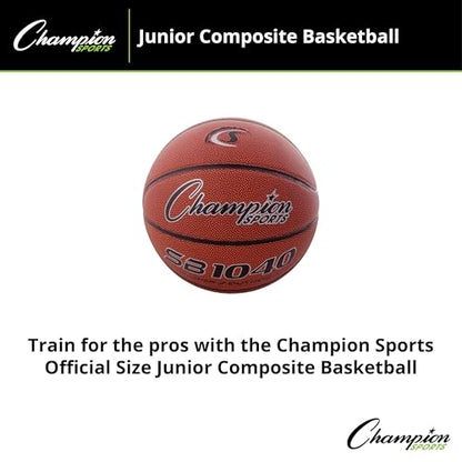 Champion Sports Composite Basketball – Indoor/Outdoor Play – Official, Intermediate & Junior Sizes – Durable Grip & Air Retention - style: Junior, Size 5 (27.5")