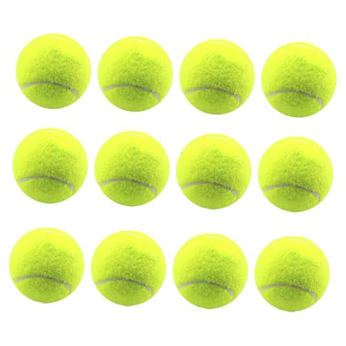 Happyyami 12pcs Pressureless Tennis Balls for Training and Practice Durable Felt for All Courts Tennis Machines and Outdoor Sports