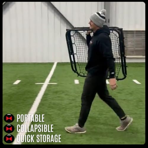 Web Flex® 3x3 ft Portable Rebounder Net | Multi-Sport Trainer for Baseball, Softball, Soccer & Volleyball | Adjustable Pitch Back Net with Steel Frame, Foldable Design & Easy Setup for Drills