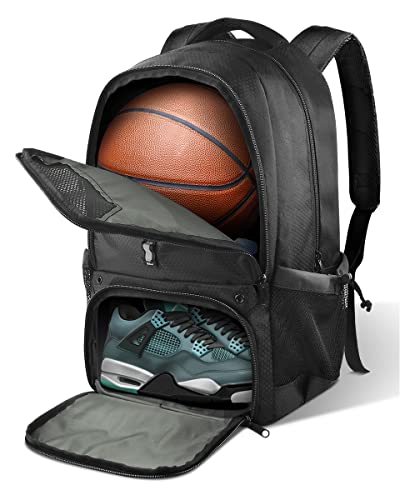 BROTOU Basketball Backpack, Large Basketball Bag with Shoes and Ball Compartment, Soccer Backpacks for Basketball/Volleyball