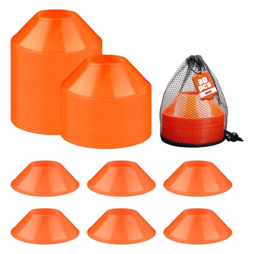 30 Pack Mini Soccer Cones–Mini Disc Cones for Agility Training,Soccer,Football,Sports Drills,Field Markers,Cones Sports Equipment,Portable Stackable Mini Cones with Carry Bag - color: orange