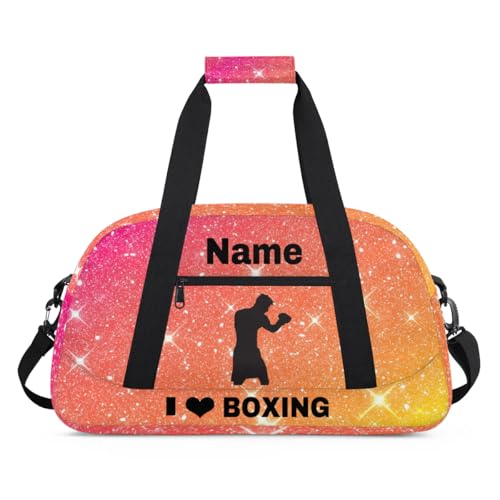 Custom Sport Duffel Bag Boxing Personalized Name Sports Bag Overnight Weekender Bag Waterproof Travel Sport Gym Bags, Orange - color: Orange, style: Boxing