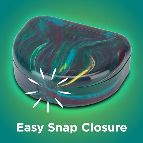 Practicon Marble Retainer Cases, Orthodontic Aligner Case, Mouth Guard Holder (3 Pack) (Dark Green) - color: Dark Green