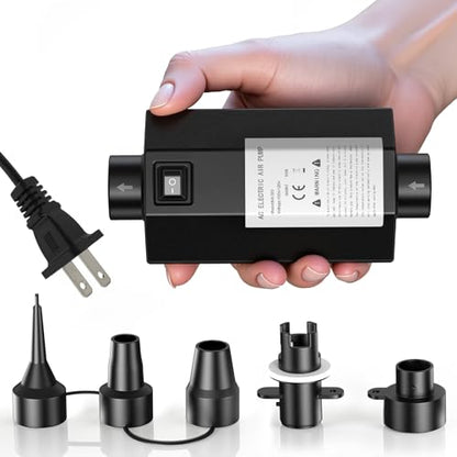 Electric Air Pump for Inflatables, 400W High Power Inflator Deflator with 5 Nozzles, Quick Fill AC Air Mattress Pump for Inflatable Beds, Pool Floats and Swimming Ring