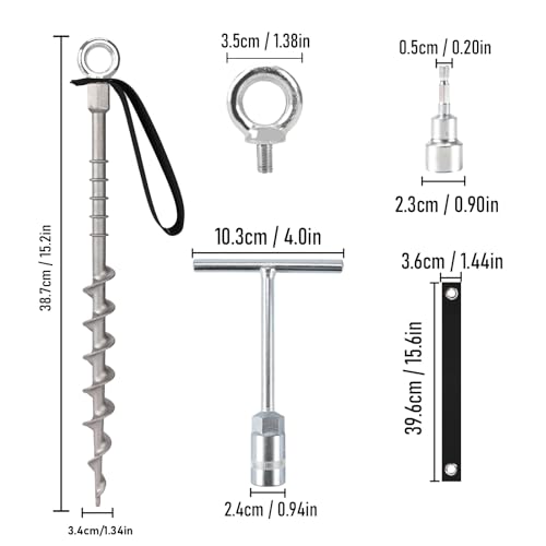 8 PCS Screw in Tent Stakes for Women Men Ground Anchors for Sand, Trampolines, Camping - Aluminium Heavy Duty Rust Prevention Pegs Spikes Drillable Threaded Anchor Stake - Silvery 14 inch