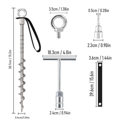 8 PCS Screw in Tent Stakes for Women Men Ground Anchors for Sand, Trampolines, Camping - Aluminium Heavy Duty Rust Prevention Pegs Spikes Drillable Threaded Anchor Stake - Silvery 14 inch