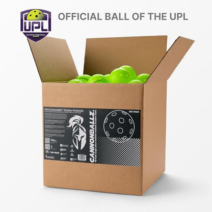 Cannonballz Outdoor Pickleball Balls, Official Ball of the UPL, Durable 40 Hole Seamless, USAPA Approved Tournament Balls for Training and Competition - size: 100 Pack