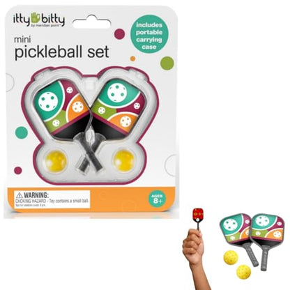 Mini Pickleball Set – Includes 2 Mini Paddles, 1 Ball, Carrying Case & Carabiner Clip – Portable Pocket-Sized Game for Travel, Office, or Gifts – Fun Desk Toy & Pickleball Lover Gift