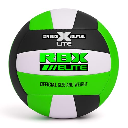 RBX Elite Performance Volleyball, Official Size 5, Soft Touch Cover, All Weather, Indoor/Outdoor - color: Neon Volt/Black