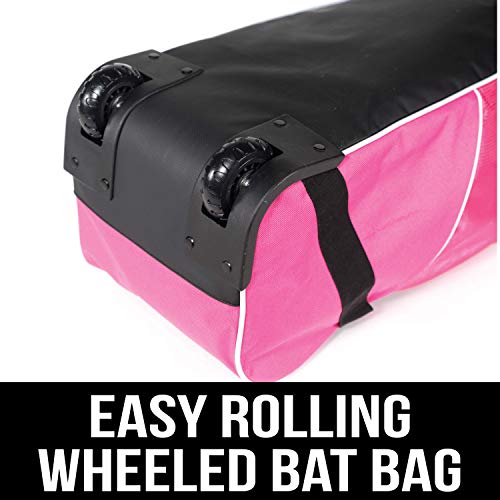 Athletico Rolling Baseball Bag Black - color: Pink