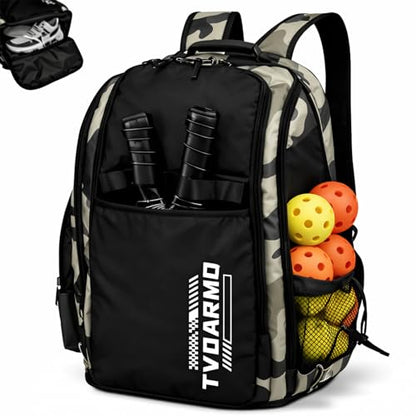 Pickleball Backpack, Large Sports Bag with Shoe Compartment, for Men and Women - color: Camouflage