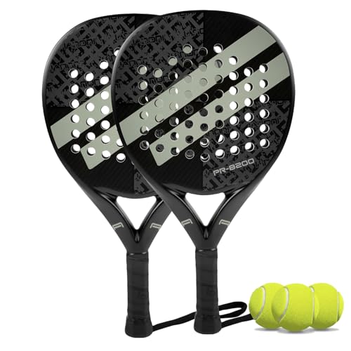 Padel Racket Carbon Fiber Surface with EVA Memory Flex Foam Core Lightweight Padel Racquet - color: 8200-gray-2