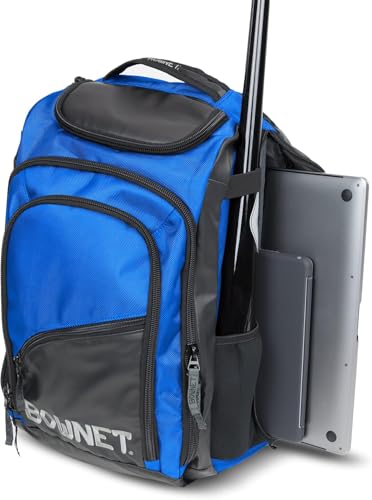 Bownet Commando Coaches Bat Bag – Baseball & Softball Backpack with Fungo Holder, 15.5” Laptop & Tablet Pocket, Large Gear Storage, Padded Straps, Youth & Adult, Royal Blue - color: Royal Blue