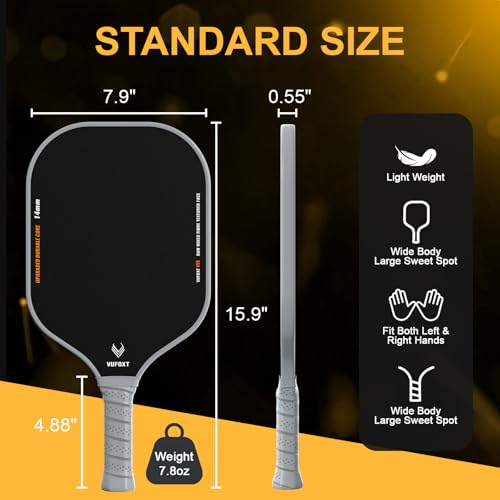 Pickleball Paddles Set of 2/4, USAPA Approved Carbon Fiber Surface Pickle Ball Set - 14mm PP Honeycomb Core of Lightweight Pickleball Rackets -Suitable for Beginners' Training and Game（Blue）