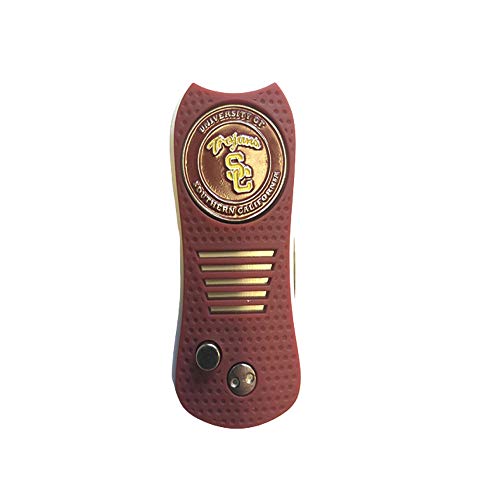 Switchblade Divot Repair Tool with Logo Printed Removable Magnetic Ball Marker-Best Divot Fixer - style: Southern California Trojons