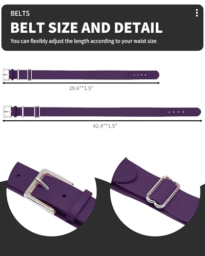 QBK Toddler Baseball Socks And Belt Youth Softball Tee Ball Combo Set for Boy Girl (2 Pairs of Socks & 1 Belt) - color: Purple, size: 11-13 Years
