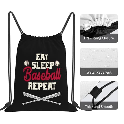 Eat Sleep Baseball Repeat Unisex Drawstring Backpack Bag Sport Gym Travel Swim Sackpack - color: Eat Sleep Baseball Repeat1