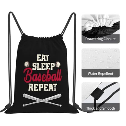 Eat Sleep Baseball Repeat Unisex Drawstring Backpack Bag Sport Gym Travel Swim Sackpack - color: Eat Sleep Baseball Repeat1